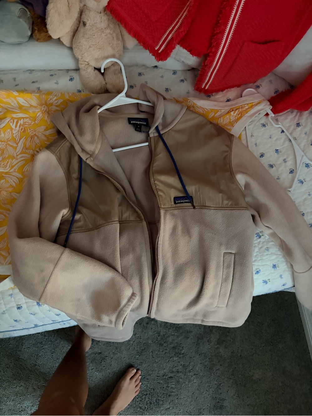 Patagonia Beige Fleece Hoodie Jacket